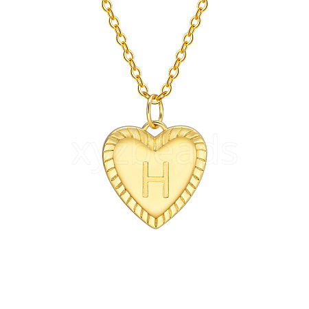 Golden Tone Brass Cable Chain Letter Heart Pendant Necklaces for Women PW-WG67FD6-08-1