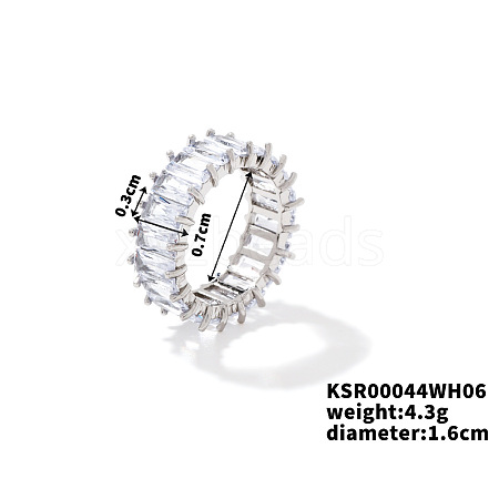 Fashionable Brass Rhinestone Plaid Ring Jewelry AJ1703-3-1