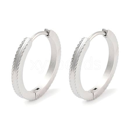 Tarnish Resistant 304 Stainless Steel Textured Huggie Hoop Earrings for Women EJEW-C096-35C-1