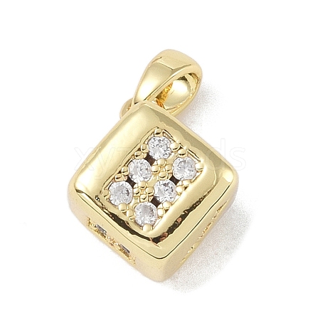 Brass Micro Pave Clear Cubic Zirconia Pendants KK-P273-07G-1