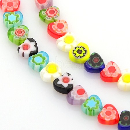 Handmade Millefiori Glass Bead Strands LAMP-J036-6x6mm-M-1