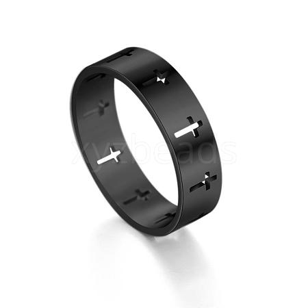 Stainless Steel Cross Finger Ring RELI-PW0001-003E-EB-1