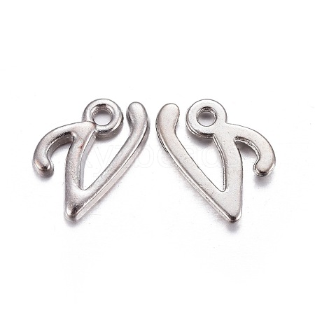 Platinum Plated Alloy Letter Pendants PALLOY-P097-02-V-1