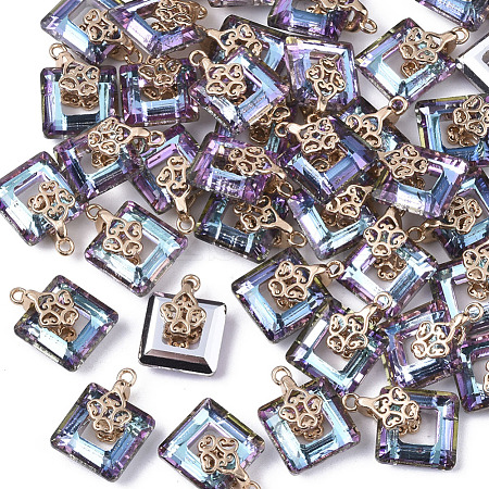 Electroplate Glass Charms EGLA-N005-002B-1