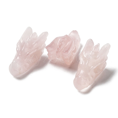 Natural Rose Quartz Healing Dragon Head Figurines DJEW-L010-05E-1