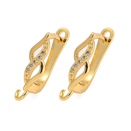 Rack Plating Brass Micro Pave Clear Cubic Zirconia Hoop Earrings Findings KK-F876-21G-1