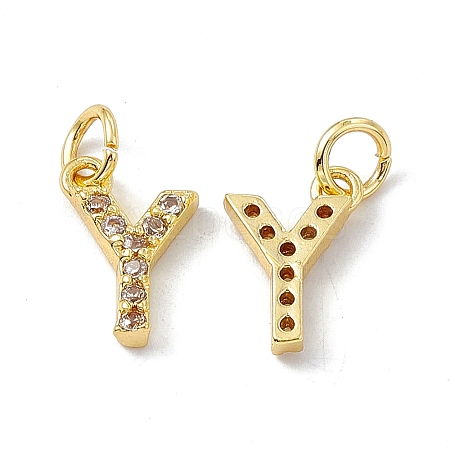 Real 18K Gold Plated Brass Micro Pave Clear Cubic Zirconia Charms KK-E068-VB452-Y-1