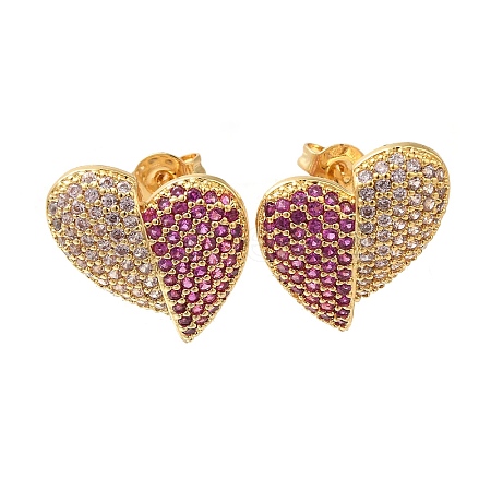 Brass Pave Cubic Zirconia Stud Earrings EJEW-M088-06G-05-1