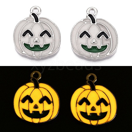 Halloween Theme Rack Plating Luminous Alloy Enamel Pendants ENAM-N056-229P-1