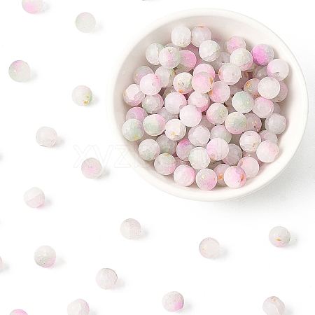 200G Frosted Baking Paint Crackle Glass Beads with Glitter Powder DGLA-YW0001-56F-1