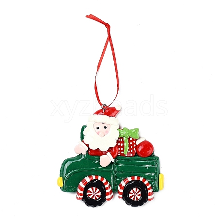 Christmas Car Handmade Polymer Clay Pendant Decorations HJEW-P017-03D-1