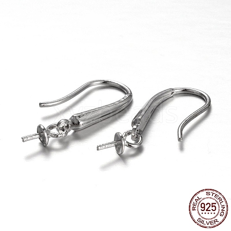 Anti-Tarnish Rhodium Plated 925 Sterling Silver Earring Hooks STER-E041-13P-1