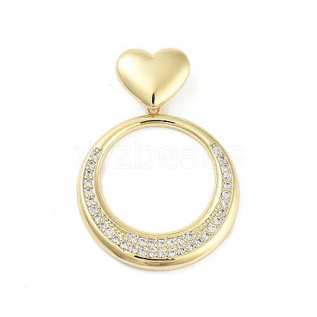 Rack Plating Brass Micro Pave Clear Cubic Zirconia Pendants KK-H474-19G-03-1