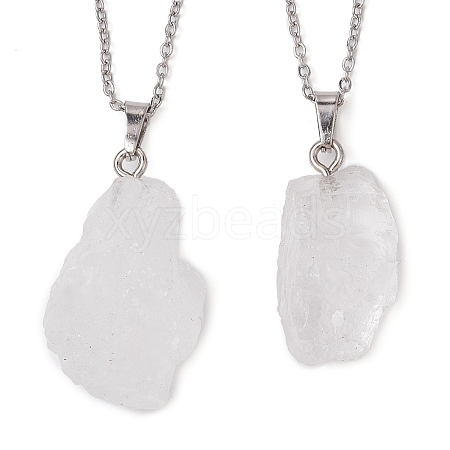 Natural Quartz Crystal Nugget Pendant Necklaces NJEW-JN04507-05-1