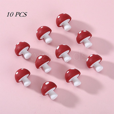 10Pcs Mushroom Silicone Focal Beads JX901D-01-1