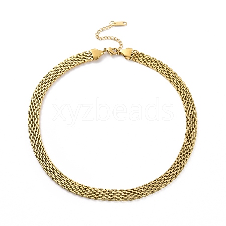 304 Stainless Steel Mesh Chain Necklace for Men Women NJEW-P271-02G-1