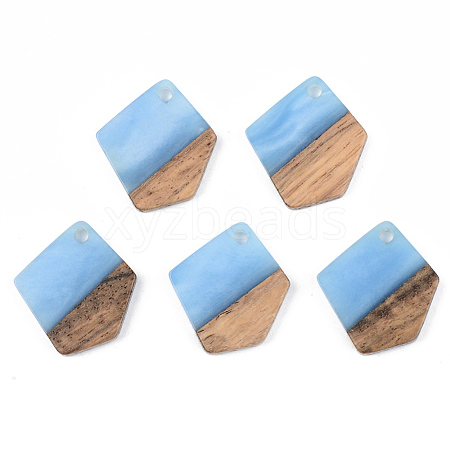 Opaque Resin & Walnut Wood Pendants RESI-S389-033A-C01-1