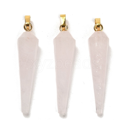 Natural Rose Quartz Pointed Pendants G-D089-01G-06-1