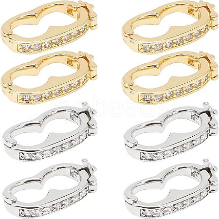 CHGCRAFT 8Pcs 2 Colors Brass Peanut Twister Clasp KK-CA0003-05-1