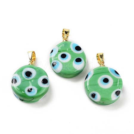 Handmade Evil Eye Lampwork Pendants LAMP-F030-01G-05-1