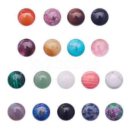 18 Kinds Natural & Synthetic Gemstone Cabochons G-PH0034-24-WH-1