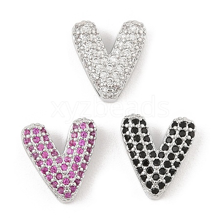 Brass Micro Pave Cubic Zirconia Slide Charms ZIRC-I068-08P-1