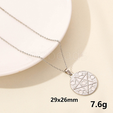 Stainless Steel Moon Sun Chain Necklace Simple Elegant Cool Style RF4782-7-1