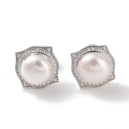 Anti-Tarnish Sterling Silver Stud Earrings EJEW-C087-09D-P-1