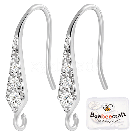 Anti-Tarnish Beebeecraft 3 Pairs Rhodium Plated 925 Sterling Silver Earring Hooks STER-BBC0006-71-1