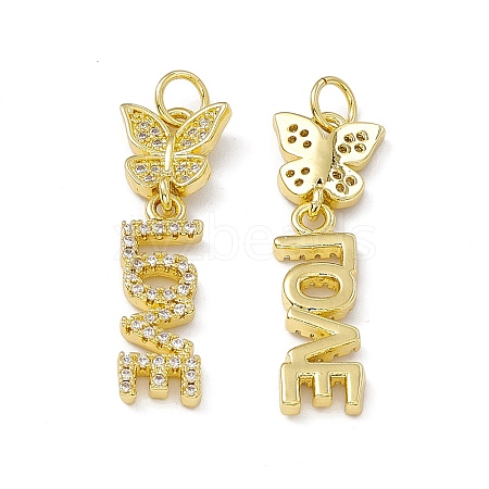 Rack Plating Brass Micro Pave Cubic Zirconia Pendants ZIRC-I061-04G-1