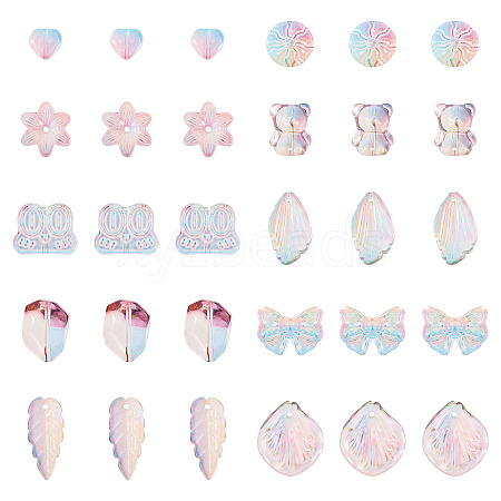 64Pcs Gradient Color Transparent Glass Beads GLAA-TA0003-48F-1
