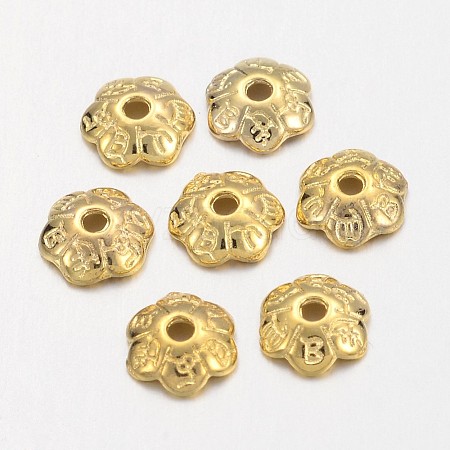 6-Petal Tibetan Style Alloy Flower Bead Caps LS-TIBE-S220-G-RS-1