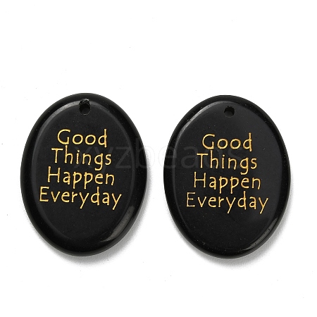 Natural Obsidian Pendants G-K353-06D-1