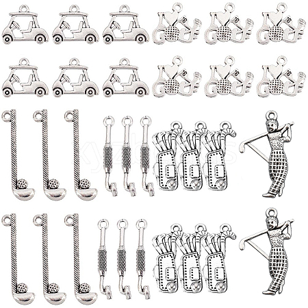 SUNNYCLUE 60Pcs 6 Style Tibetan Style Alloy Pendants FIND-SC0003-56-1