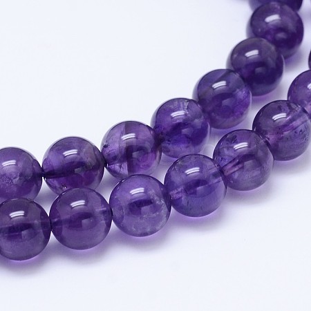 Natural Amethyst Round Bead Strands G-M212-12mm-02B-1