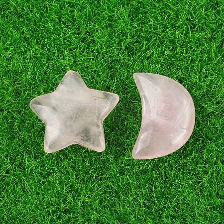 Natural Rose Quartz Healing Moon & Star Ornaments PW-WG13036-01-1