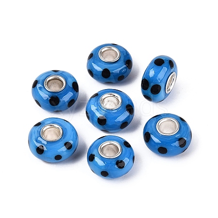Handmade Lampwork & Brass Core European Beads LAMP-N044-02S-02-1