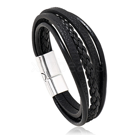 Retro Minimalist Leather Magnetic Clasp Bracelet for Men - Trendy European and American Style Jewelry ST1678777-1