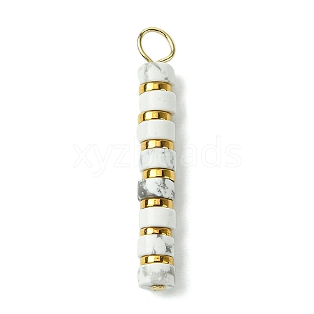 Natural Howlite & Electroplated Synthetic Non-magnetic Hematite Heishi Beaded Pendants PALLOY-JF03292-03-1