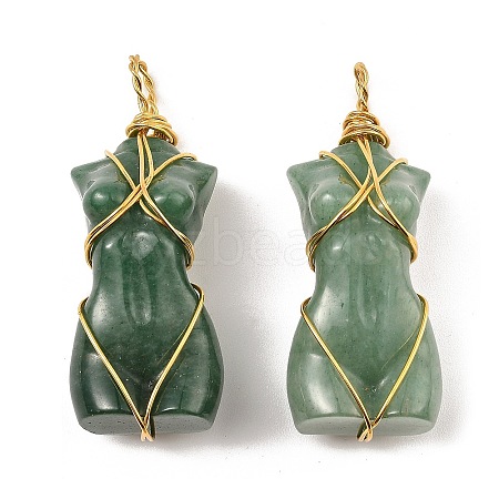 Natural Green Aventurine Pendants G-K338-30G-05-1