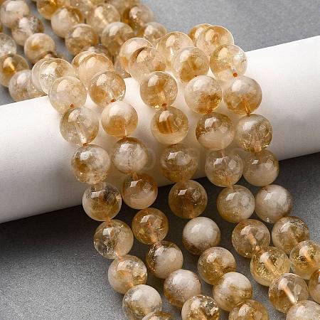 Heated Natural Citrine Beads Strands G-D323-A01-10mm-B-1