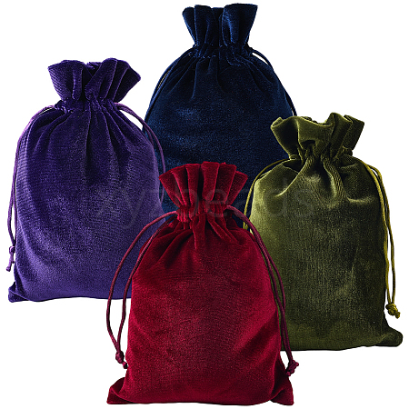 4Pcs 4 Colors Rectangle Velvet Drawstring Pouches TP-CN0001-35A-1