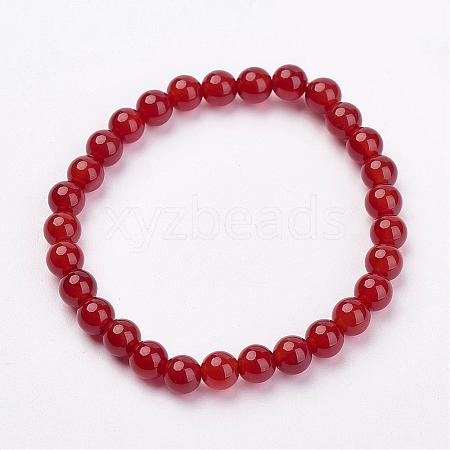 Natural Carnelian(Dyed) Stretch Bracelets G-N0264-08-1