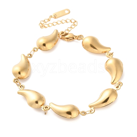 Stainless Steel Water Drop Link Chain Bracelets for Women BJEW-Z076-05G-1