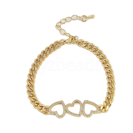 Rack Plating Brass Bracelets with Cubic Zirconia for Women BJEW-D047-01G-03-1