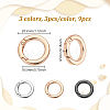 9Pcs 3 Colors Alloy Spring Gate Rings FIND-NB0006-25A-2