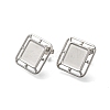 304 Stainless Steel Square Stud Earrings for Women EJEW-M028-05S-2