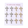 Ion Plating(IP) 304 Stainless Steel Cross Stud Earrings EJEW-C099-10PG-1