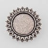 Vintage Alloy Flower Brooch Cabochon Bezel Settings PALLOY-O038-21AS-2