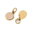 Ion Plating(IP) Natural Rose Quartz Half Round Charms with Jump Ring STAS-A097-05G-15-2